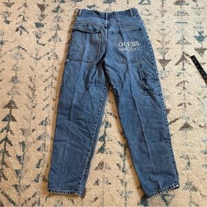 Vintage Guess Jeans Men's 34x32 Relaxed Fit Blue baggy Embroidered Spell Out y2K